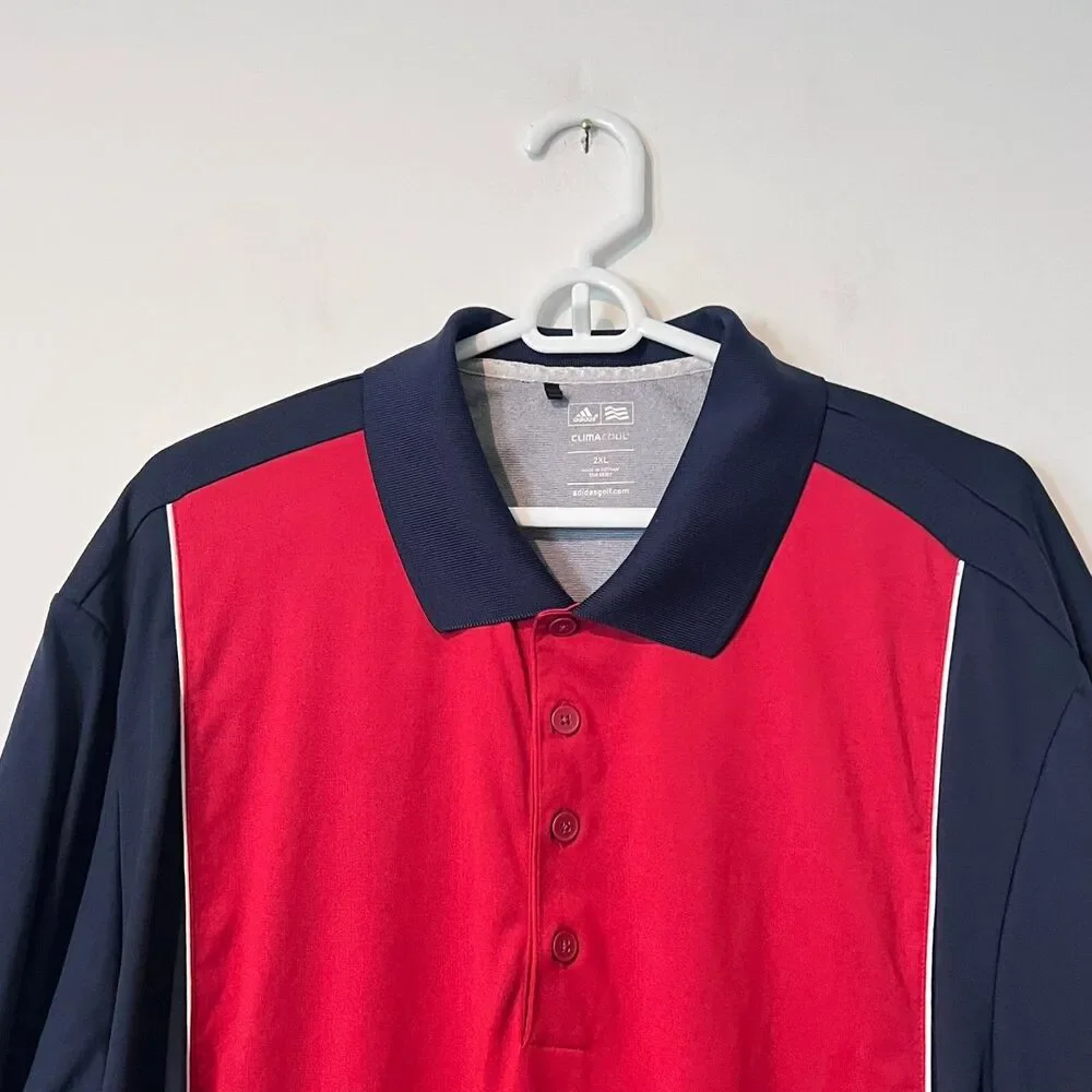 Adidas Mens Polo Shirt Size 2XL Two Tone Golf Comfort Blue Red Climacool